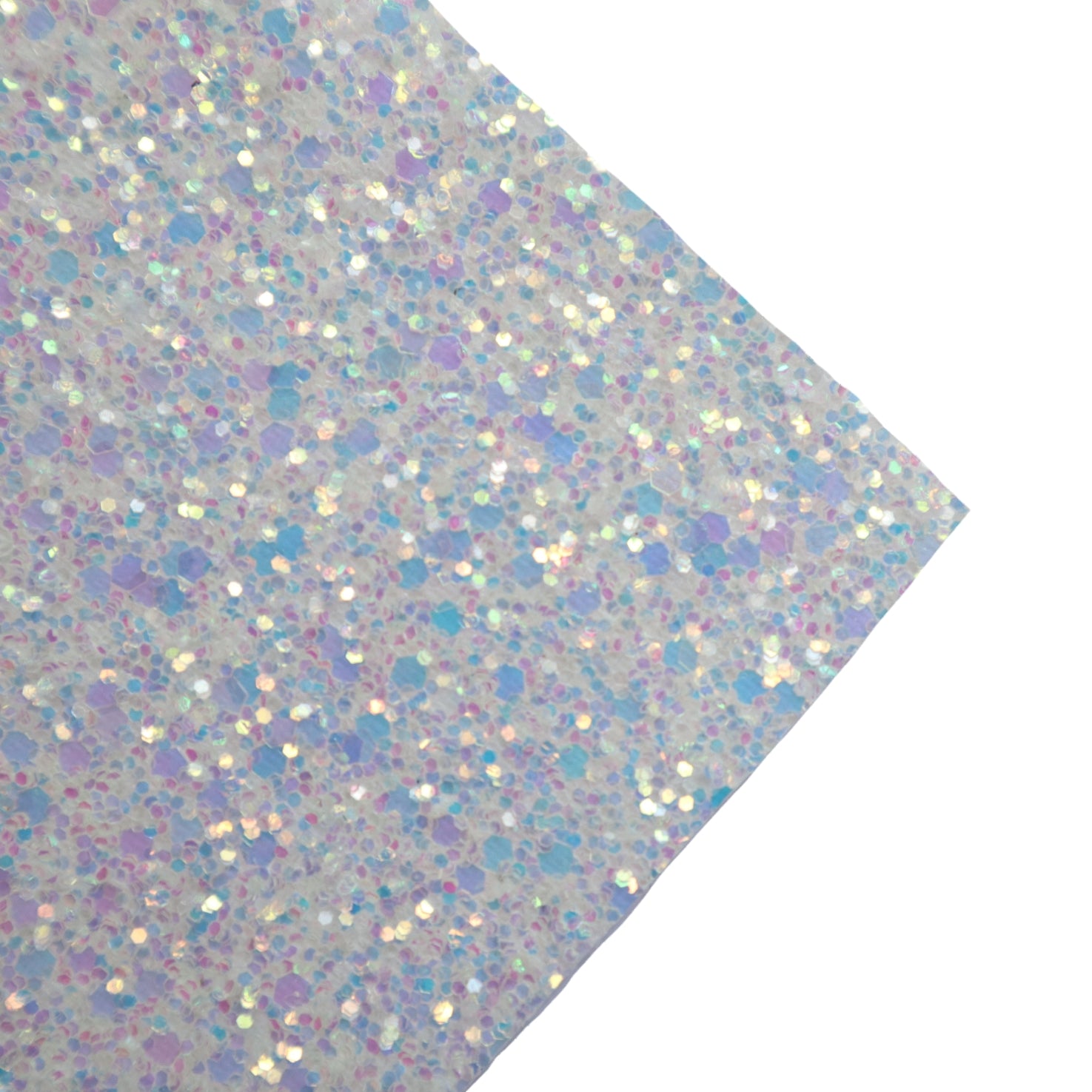 CHUNKY GLITTER FABRIC WHITE (FAUX LEATHER) 1 PCS - Luxy Kraft