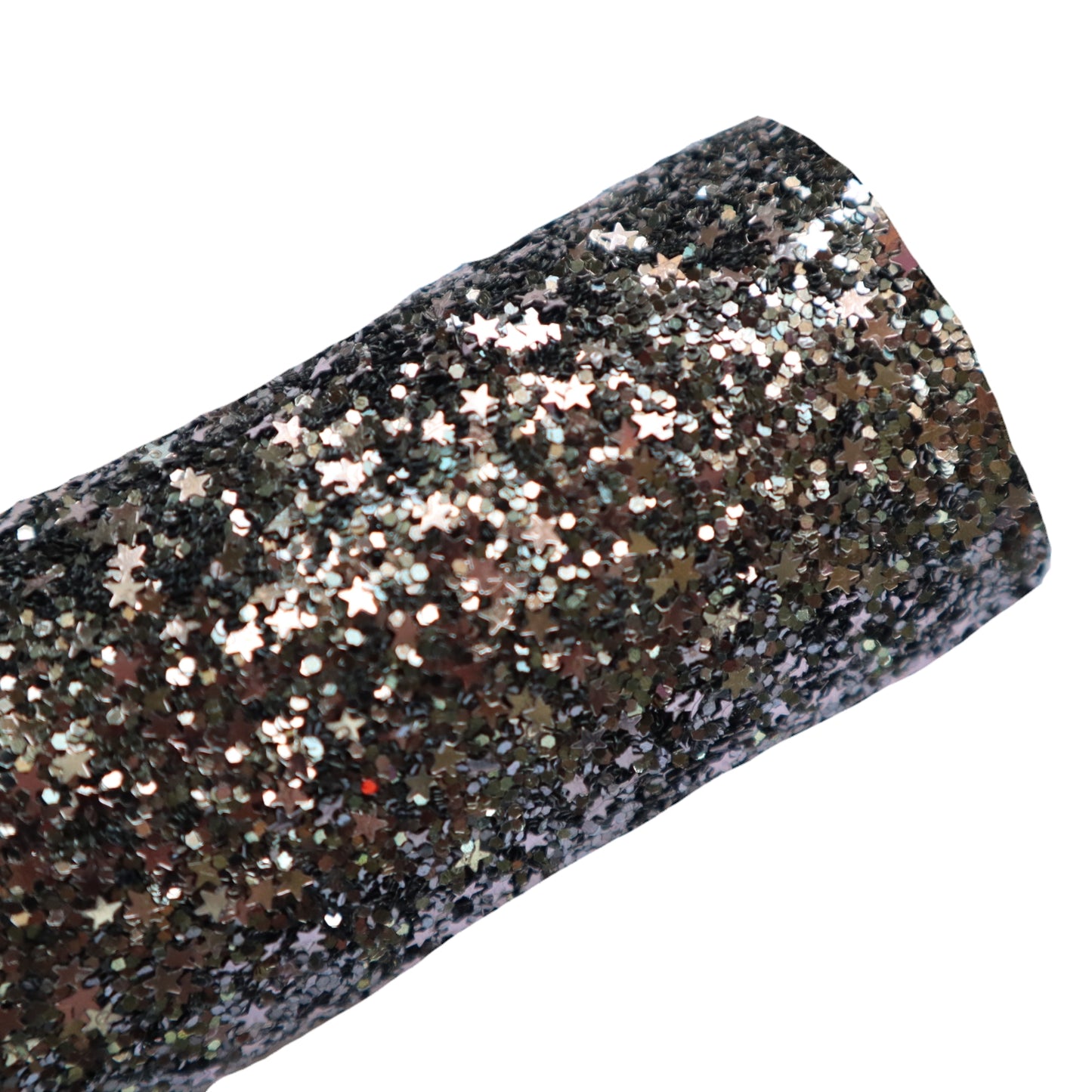 BLACK&SILVER CHUNKY STARS GLITTER FABRIC (FAUX LEATHER) 1 PCS - Luxy Kraft
