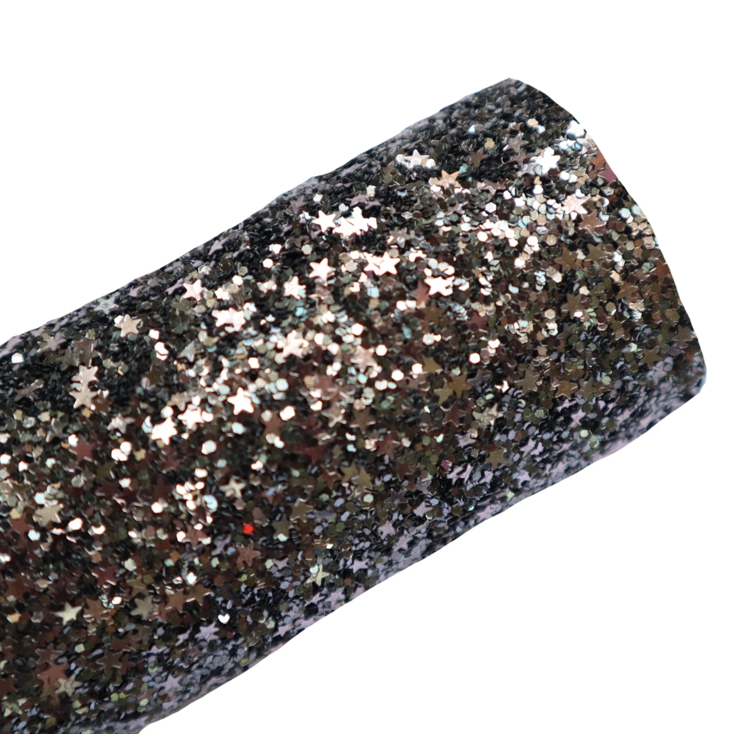 BLACK&SILVER CHUNKY STARS GLITTER FABRIC (FAUX LEATHER) 1 PCS - Luxy Kraft