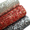 RED CHUNKY STARS GLITTER FABRIC (FAUX LEATHER) 1 PCS - Luxy Kraft