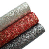 RED CHUNKY STARS GLITTER FABRIC (FAUX LEATHER) 1 PCS - Luxy Kraft