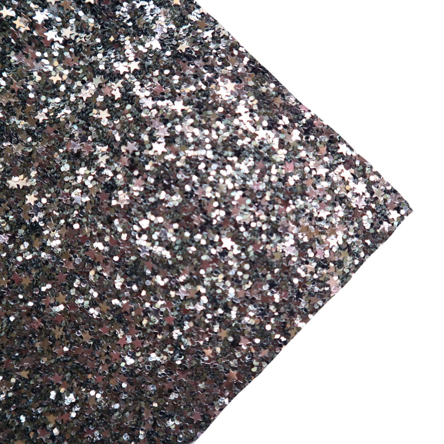 BLACK&SILVER CHUNKY STARS GLITTER FABRIC (FAUX LEATHER) 1 PCS - Luxy Kraft