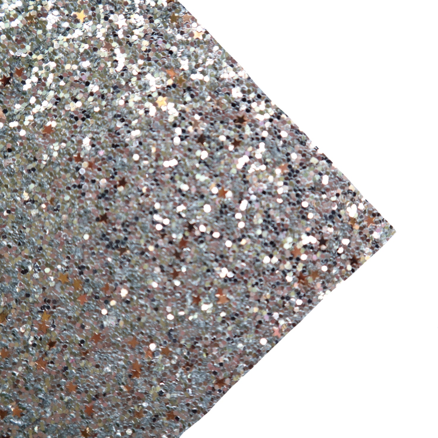 SILVER&GOLD CHUNKY STARS GLITTER FABRIC (FAUX LEATHER) 1 PCS - Luxy Kraft