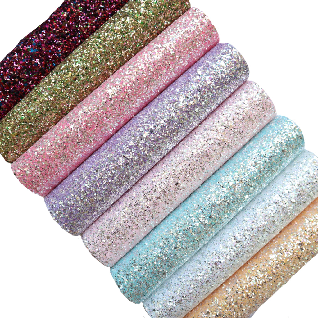 CHUNKY GLITTER FABRIC (FAUX LEATHER) 8 PCS SET - Luxy Kraft