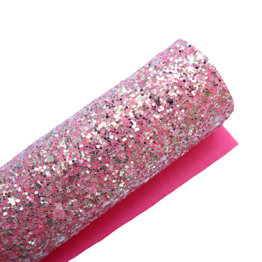 CHUNKY GLITTER FABRIC PINK (FAUX LEATHER) 1 PCS - Luxy Kraft