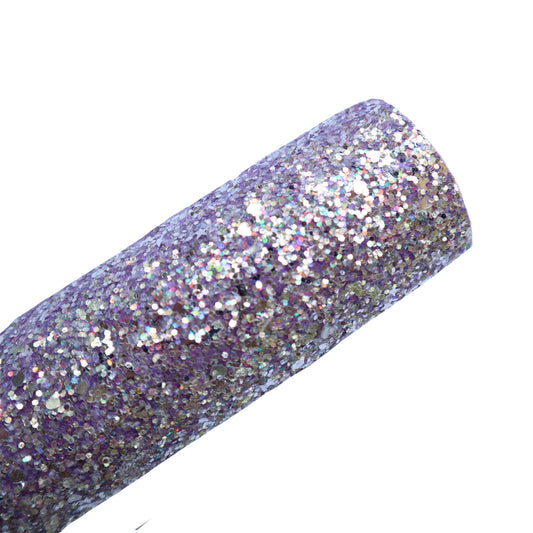 CHUNKY GLITTER FABRIC LILAC (FAUX LEATHER) 1 PCS - Luxy Kraft