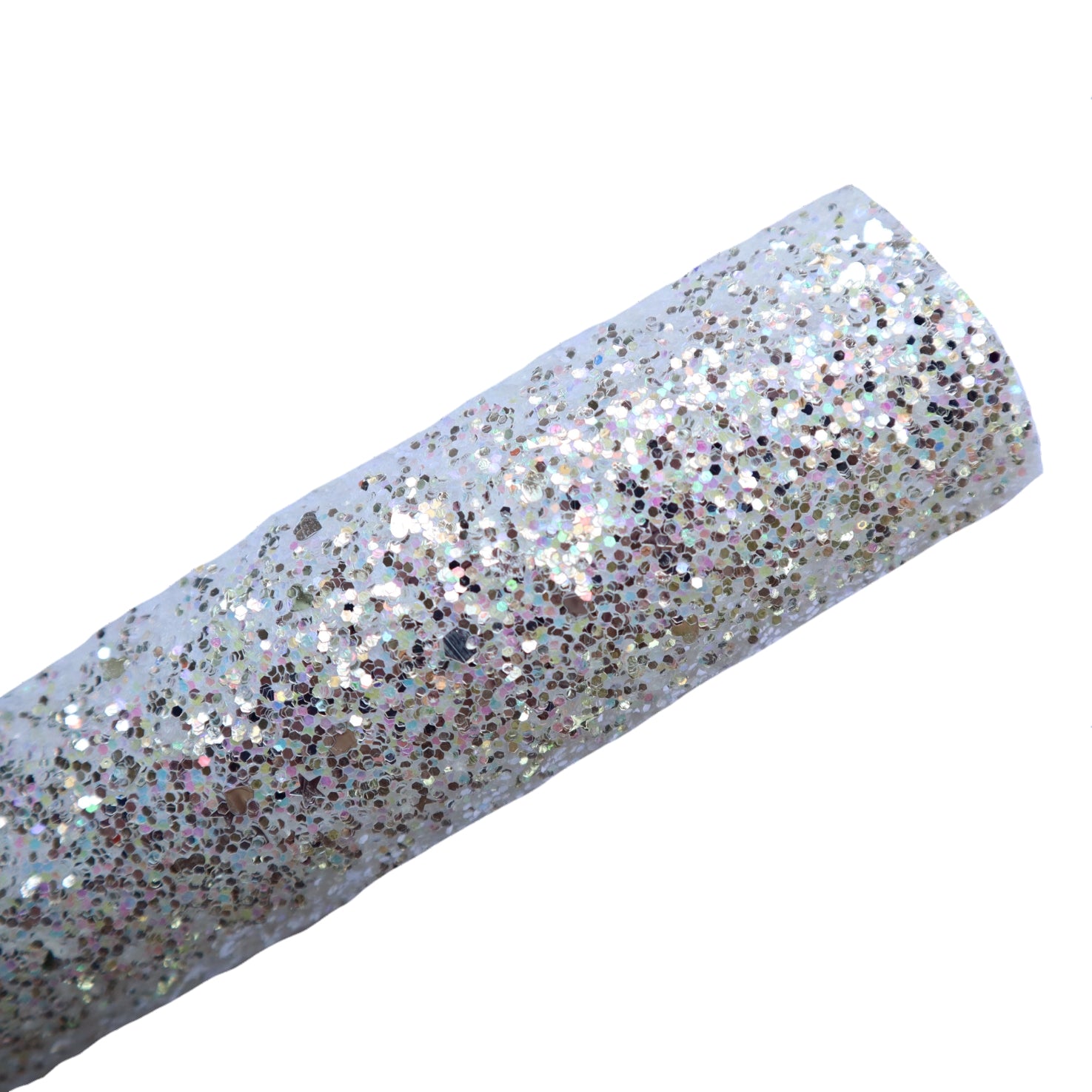 CHUNKY GLITTER FABRIC WHITE (FAUX LEATHER) 1 PCS - Luxy Kraft