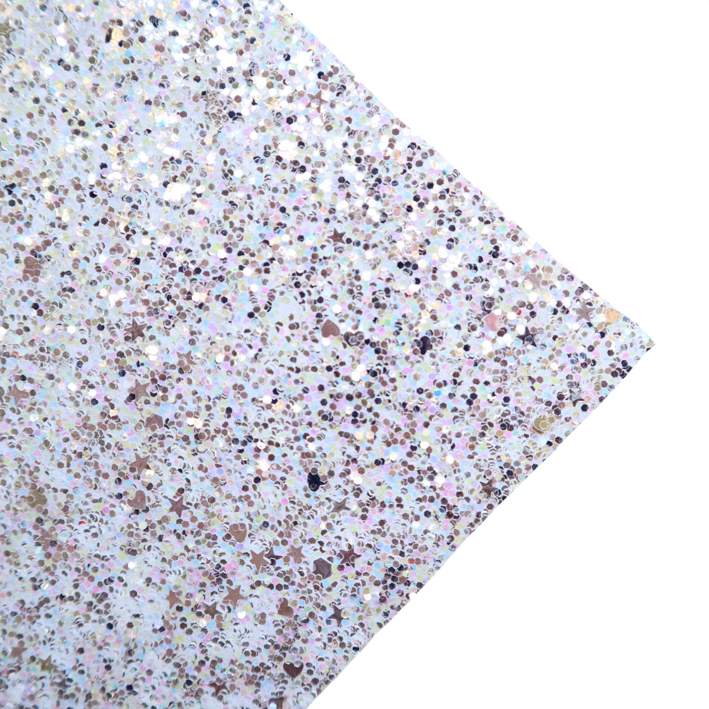 CHUNKY GLITTER FABRIC WHITE (FAUX LEATHER) 1 PCS - Luxy Kraft