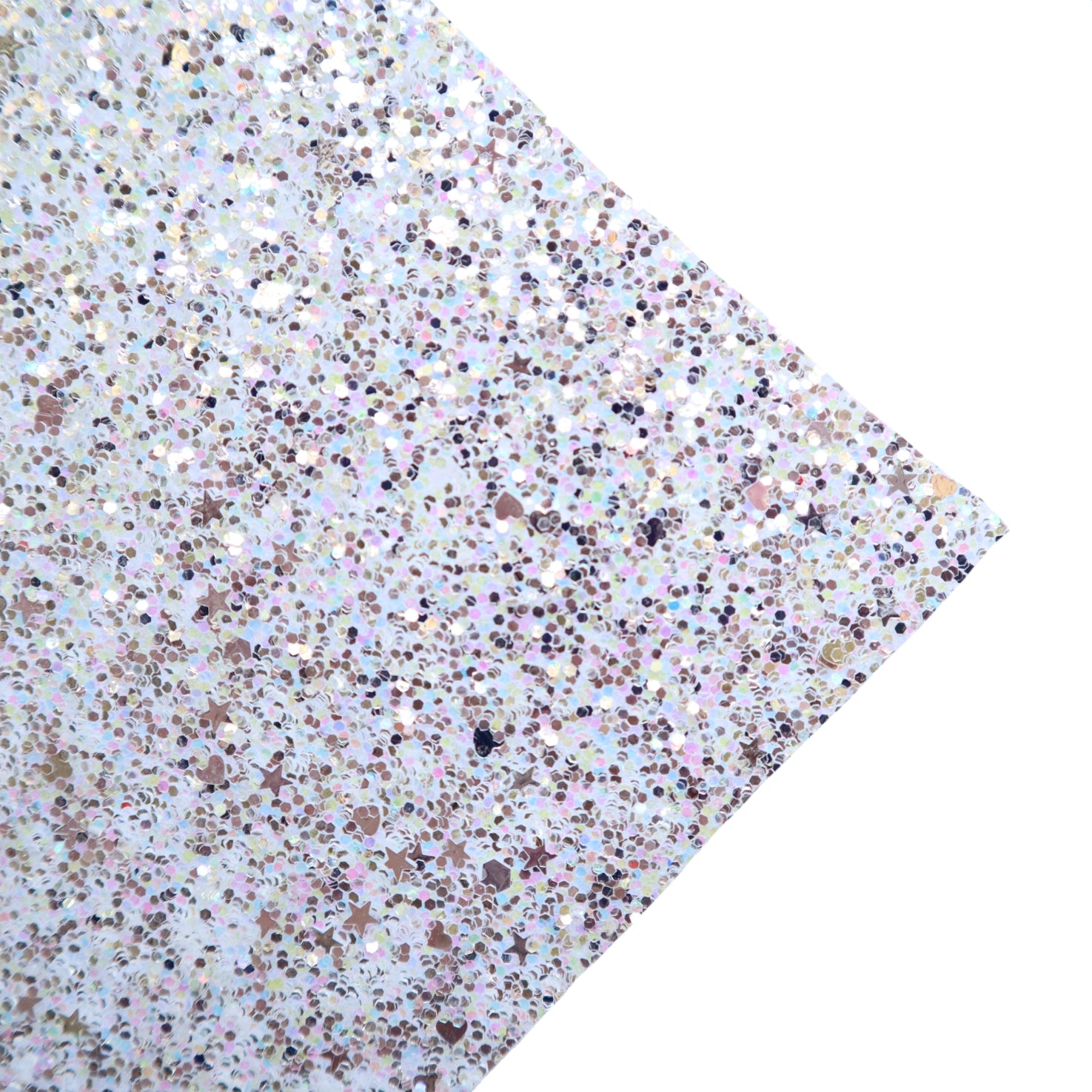 CHUNKY GLITTER FABRIC WHITE (FAUX LEATHER) 1 PCS - Luxy Kraft