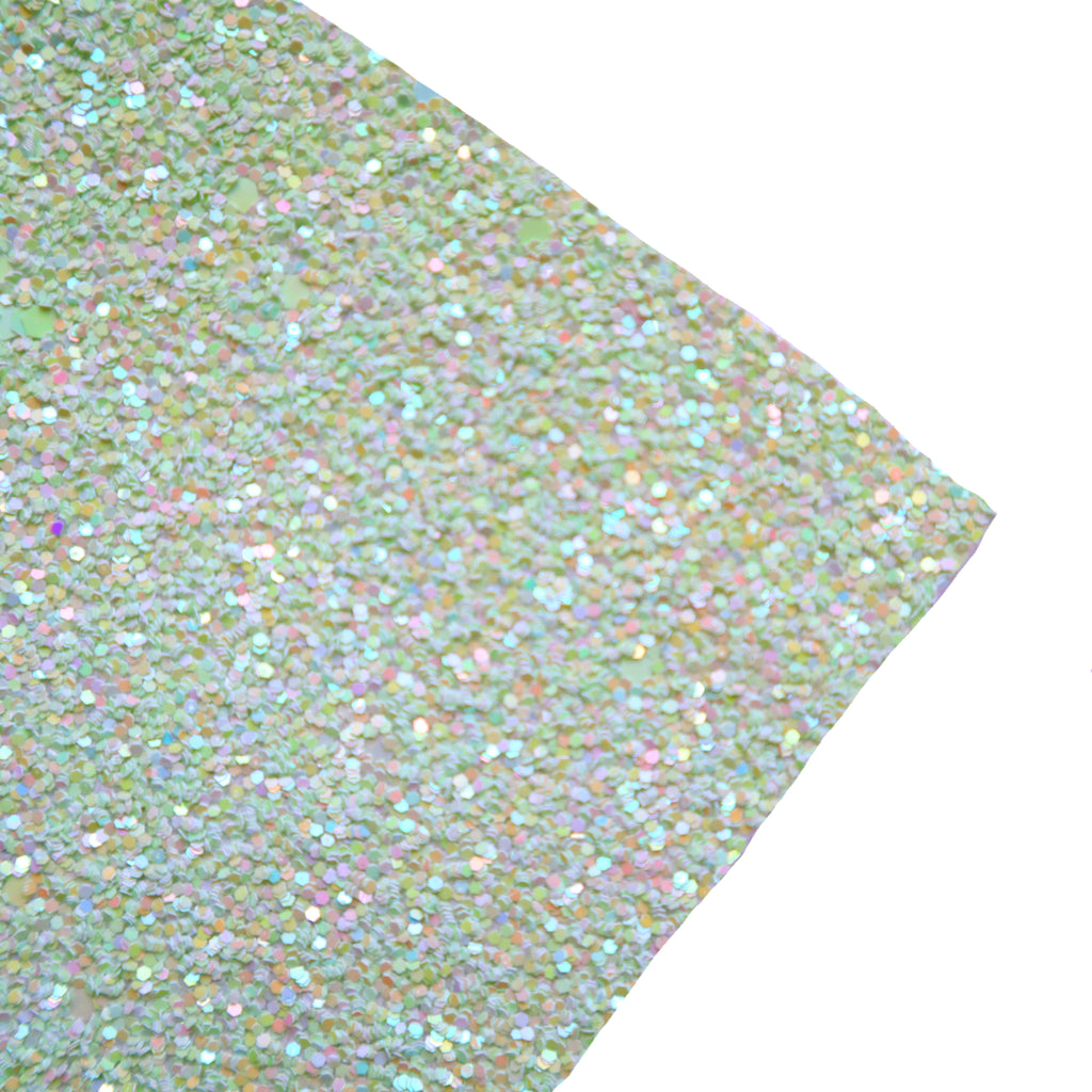 CHUNKY GLITTER FABRIC LIGHT PISTACHIO (FAUX LEATHER) 1 PCS - Luxy Kraft