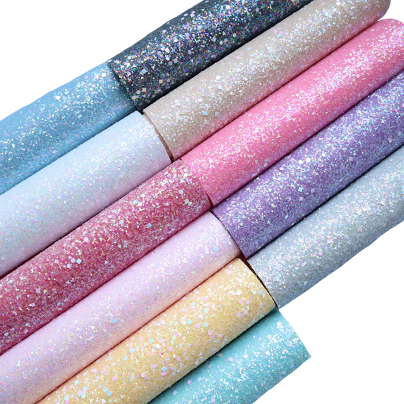 CHUNKY GLITTER FABRIC PASTEL COLORS 