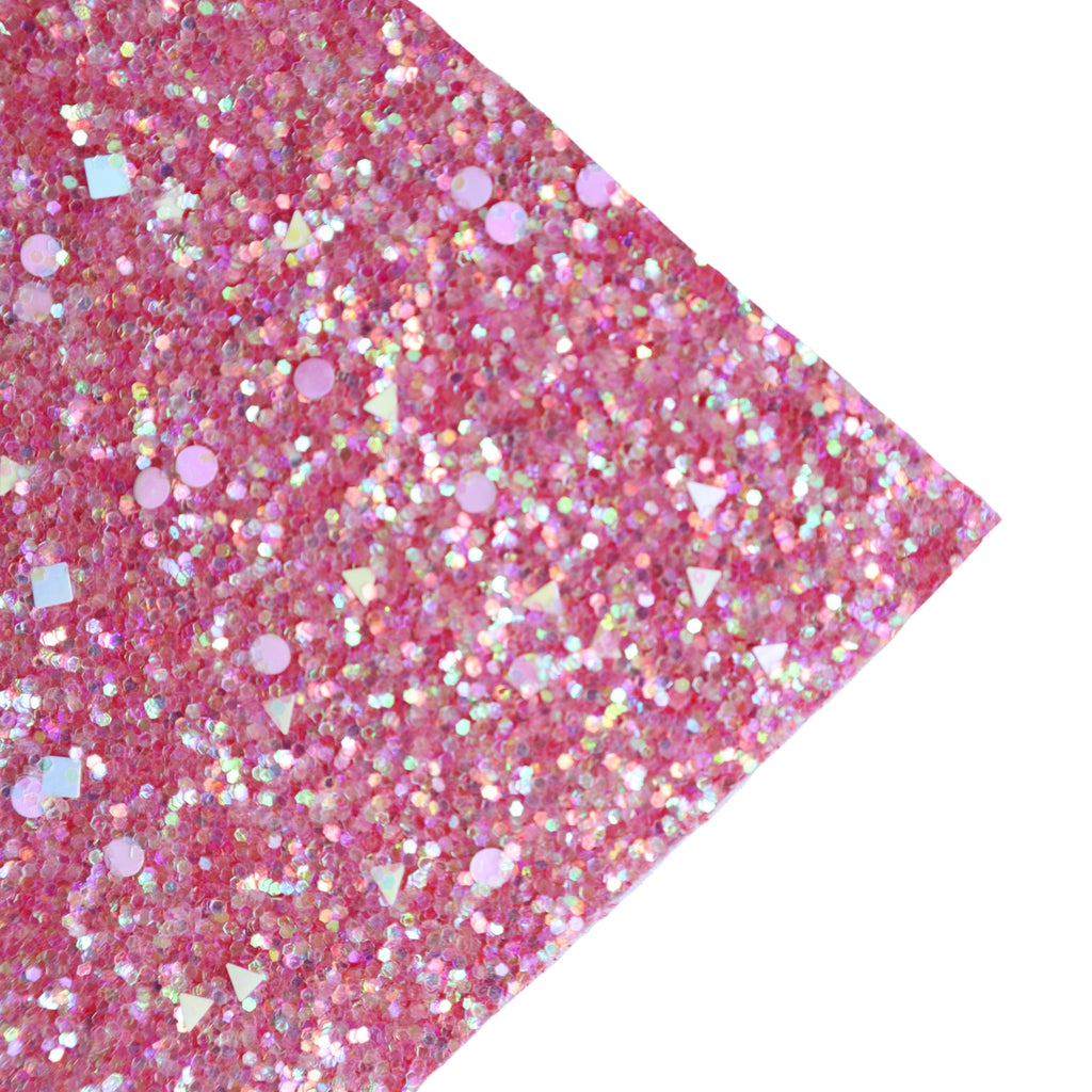 CHUNKY GLITTER FABRIC CORAL "GEOMETRY" (FAUX LEATHER) 1 PCS - Luxy Kraft