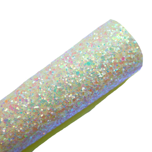 CHUNKY GLITTER FABRIC BABY YELLOW (FAUX LEATHER) 1 PCS - Luxy Kraft