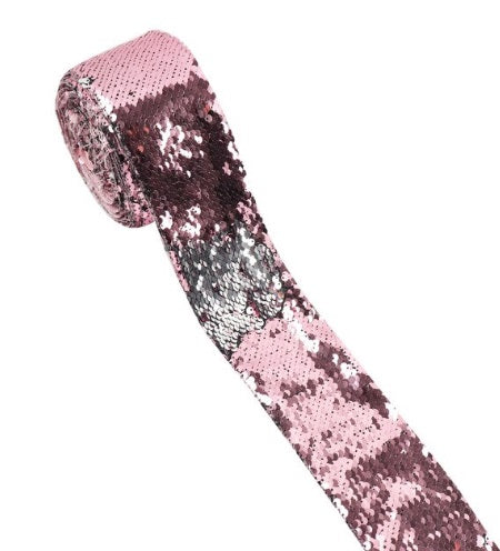 Two colors Reversible Sequin Scales Ribbon 7.5 cm/45 cm - Luxy Kraft