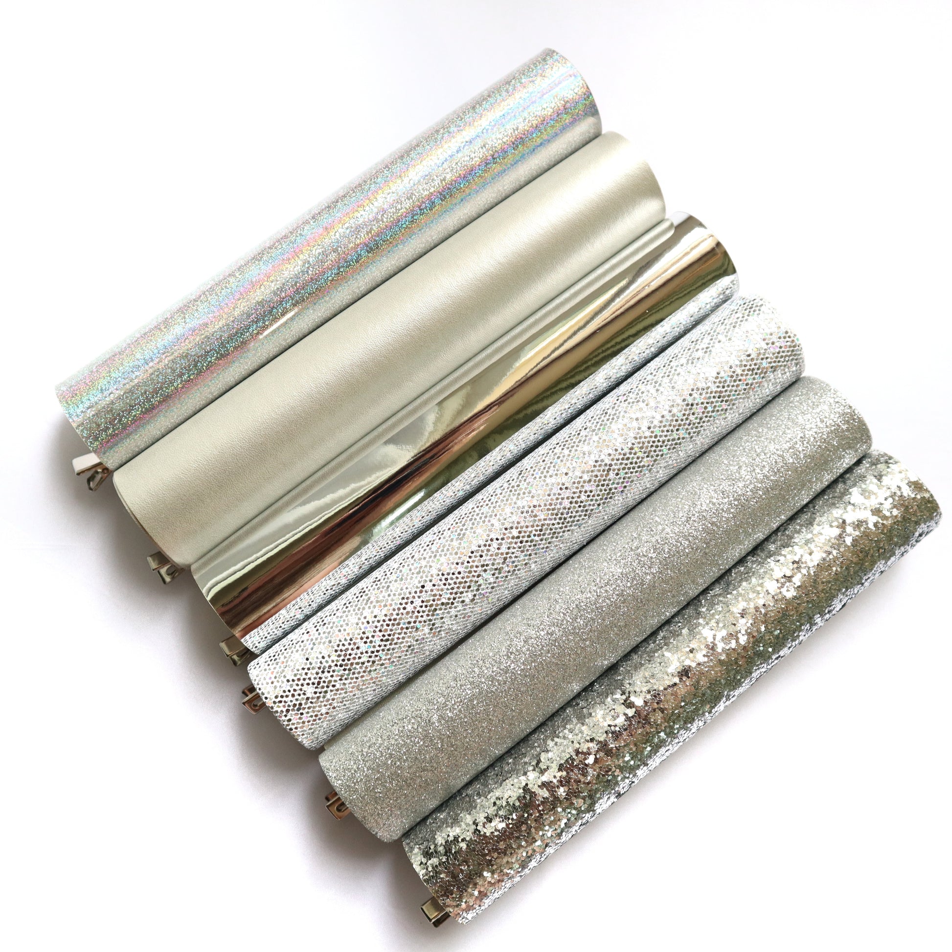 SILVER COLORS SYNTHETIC LEATHER FAUX LEATHER FABRIC 20X22 CM 6 PCS SET - Luxy Kraft