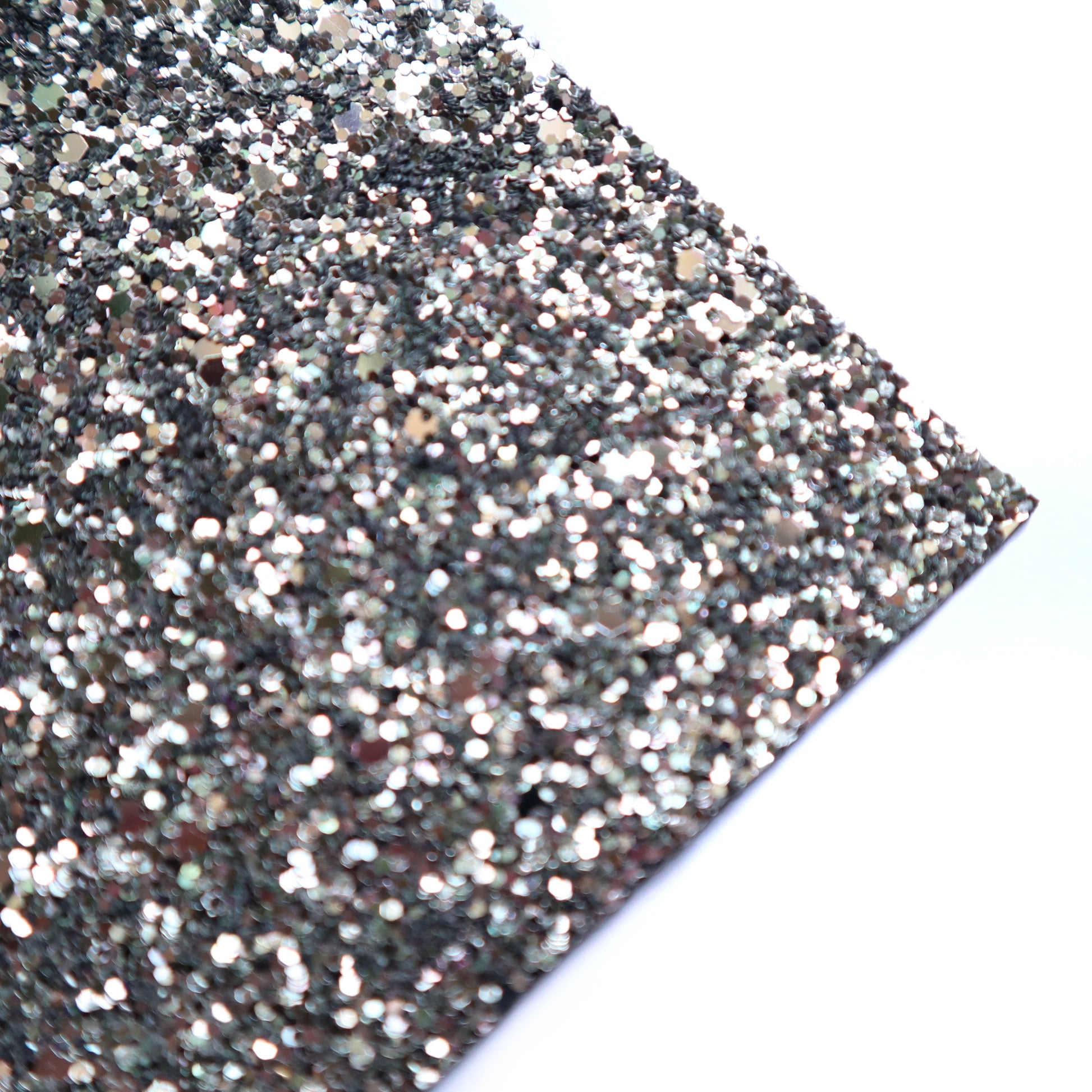 CHUNKY GLITTER FABRIC SILVER  (FAUX LEATHER) 1 PCS - Luxy Kraft