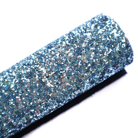 CHUNKY GLITTER FABRIC BLUE (FAUX LEATHER) 1 PCS - Luxy Kraft