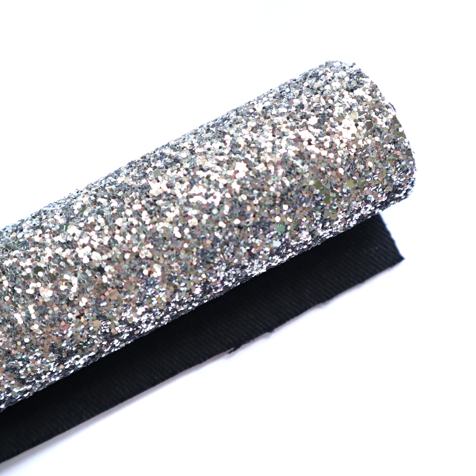 CHUNKY GLITTER FABRIC SILVER  (FAUX LEATHER) 1 PCS - Luxy Kraft
