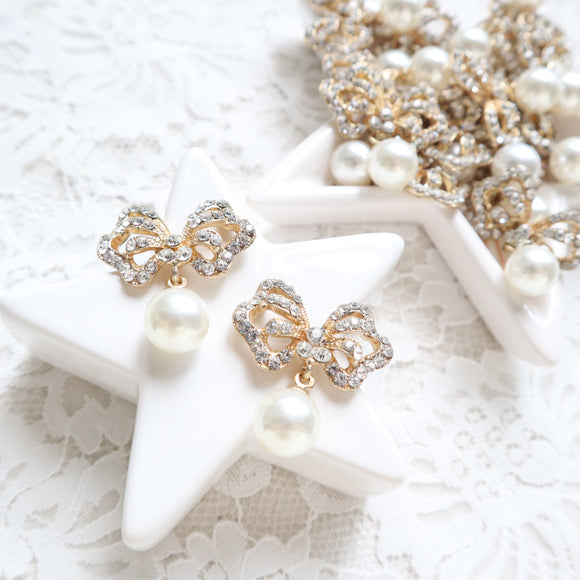 PEARL CRYSTAL BOW BUTTON FOR BOW HAIR ACCESSORIES AND SCRAPBOOKING DECORATION 1 PCS - Luxy Kraft