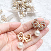 PEARL CRYSTAL BOW BUTTON FOR BOW HAIR ACCESSORIES AND SCRAPBOOKING DECORATION 1 PCS - Luxy Kraft