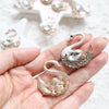 CRYSTAL SWAN BUTTON FOR BOW HAIR ACCESSORIES AND SCRAPBOOKING DECORATION 1 PCS - Luxy Kraft