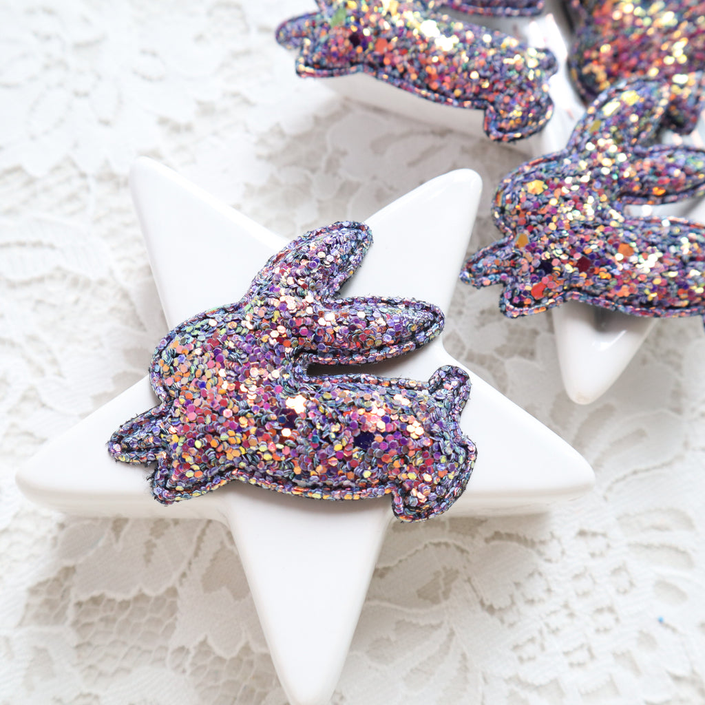 Chunky Glitter Bunny Rabbit patches 5x4 cm 4 pcs - Luxy Kraft