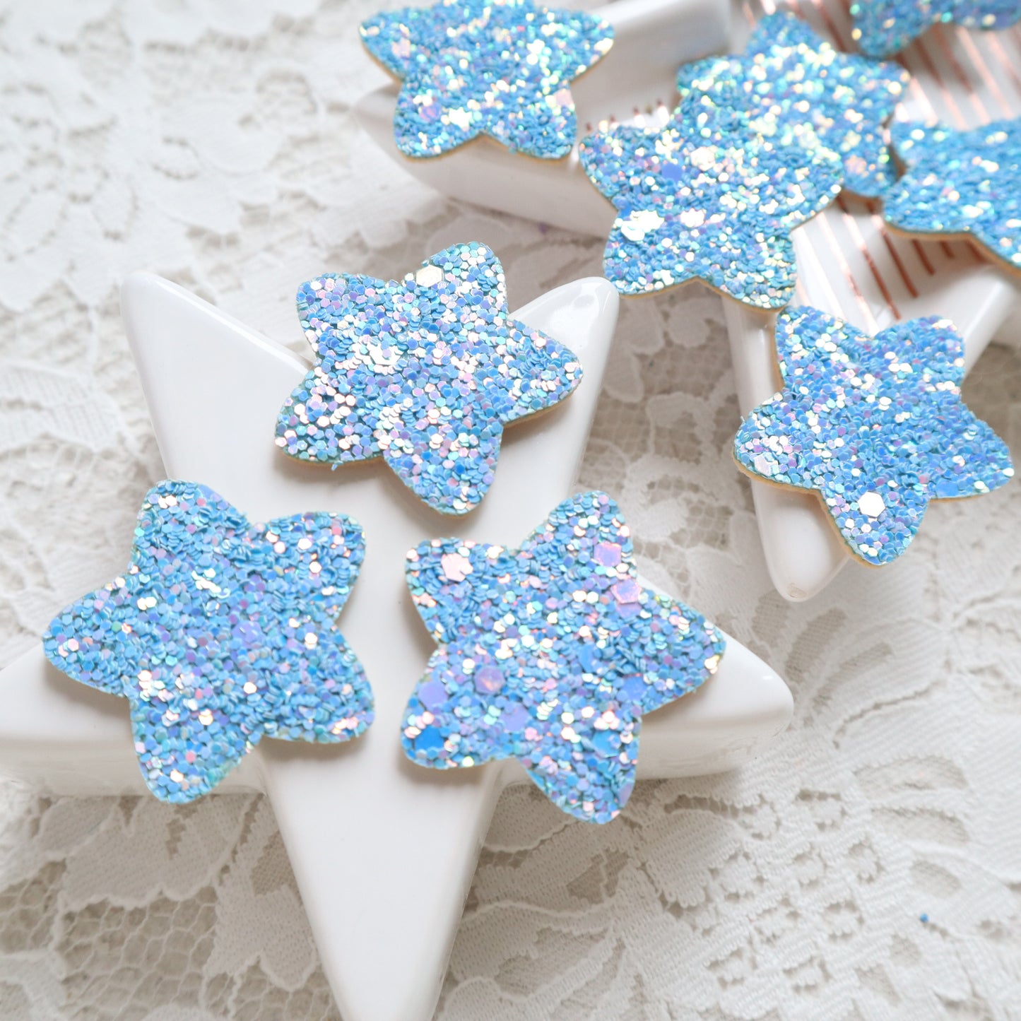 Chunky glitter stars patches 3.1 cm 10 pcs - Luxy Kraft