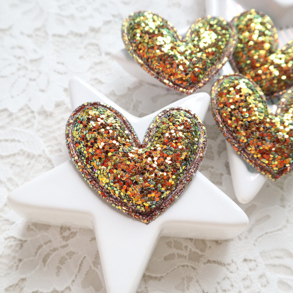 Chunky glitter heart patches 5.5 cm 4 pcs - Luxy Kraft