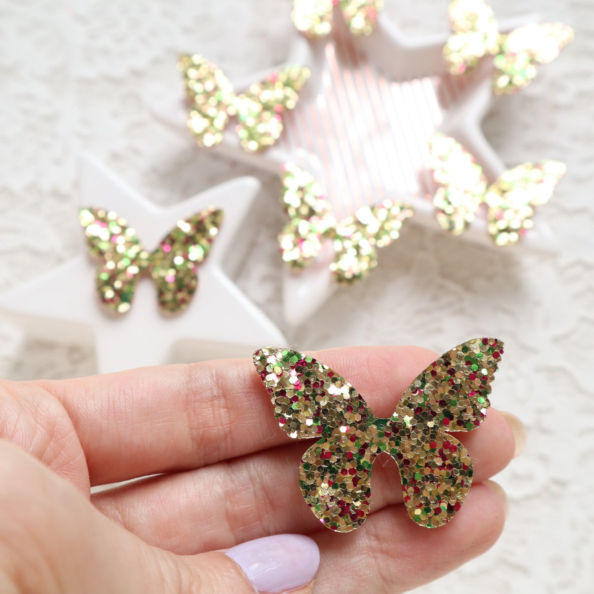 Glitter Butterfly patches 4x3.1 cm 10 pcs - Luxy Kraft