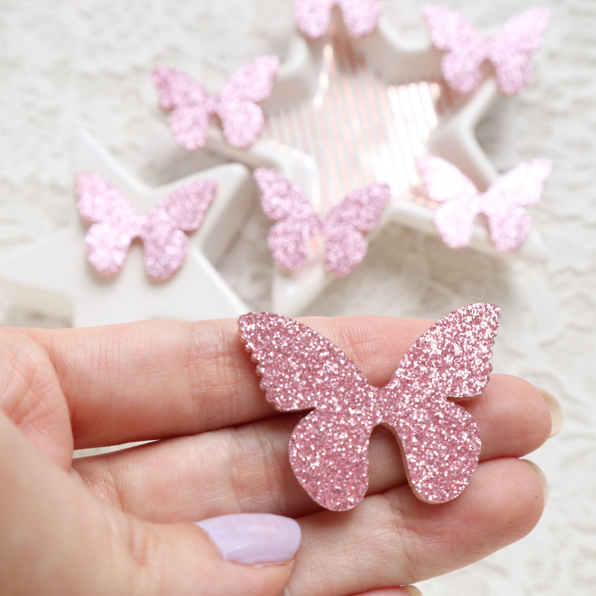 Glitter Butterfly patches 4x3.1 cm 10 pcs - Luxy Kraft