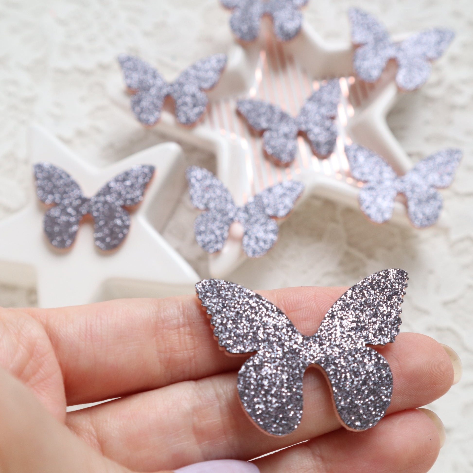 Glitter Butterfly patches 4x3.1 cm 10 pcs - Luxy Kraft