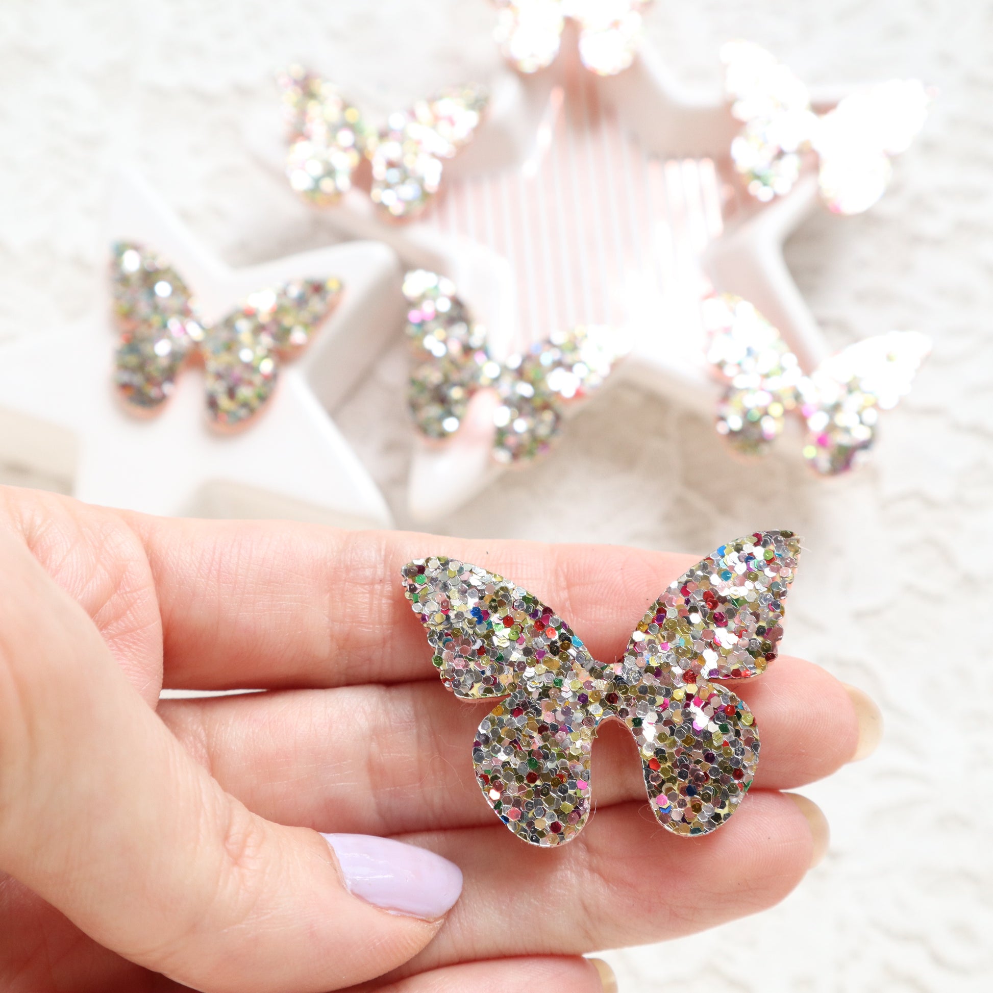 Glitter Butterfly patches 4x3.1 cm 10 pcs - Luxy Kraft