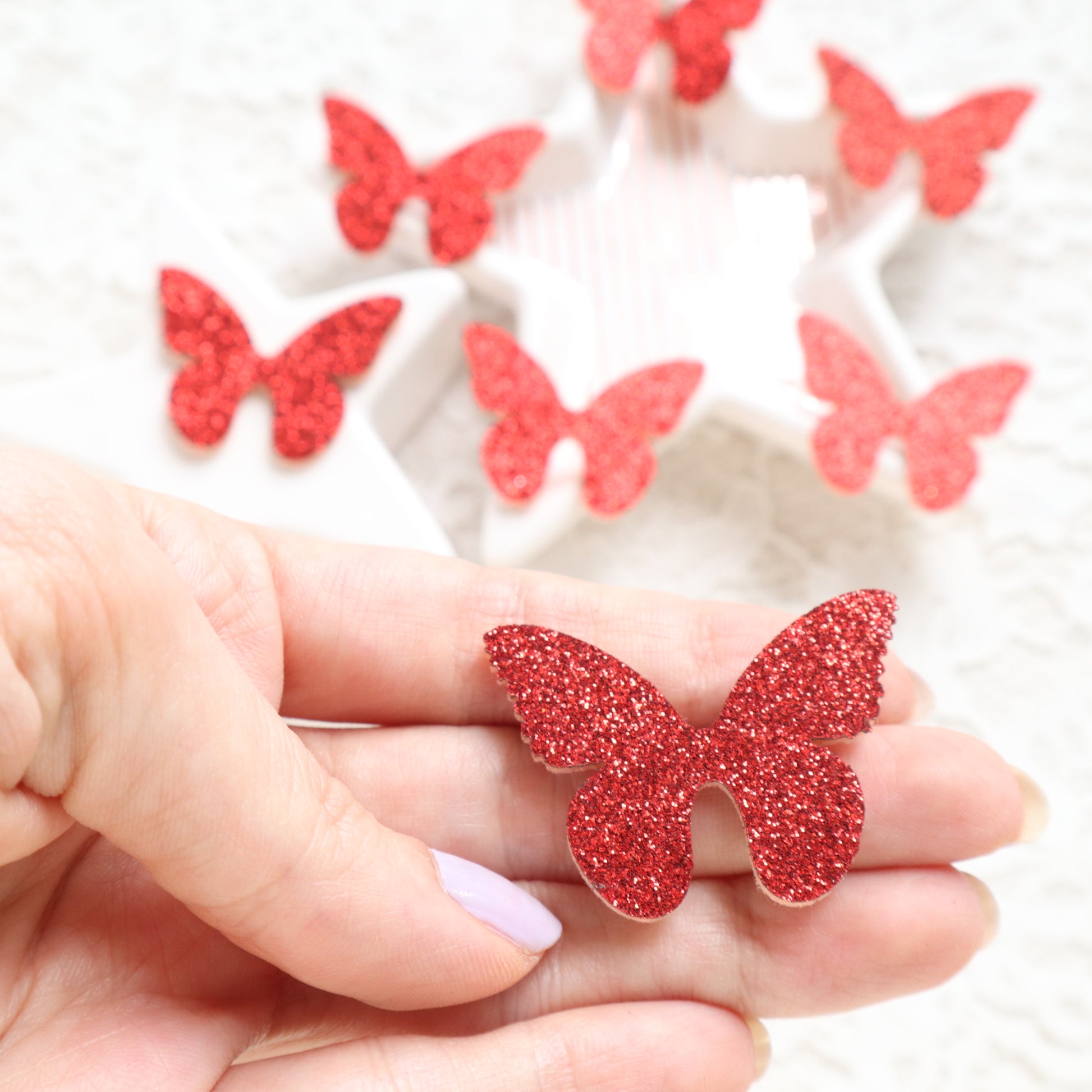 Glitter Butterfly patches 4x3.1 cm 10 pcs - Luxy Kraft