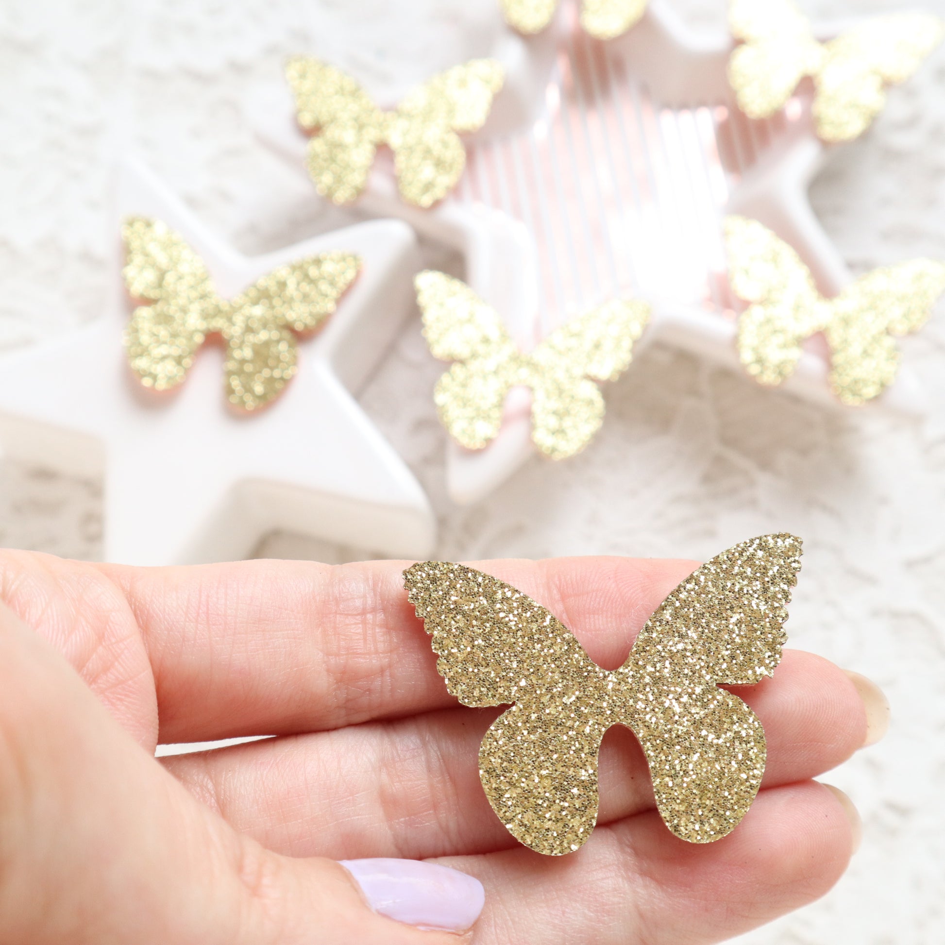 Glitter Butterfly patches 4x3.1 cm 10 pcs - Luxy Kraft
