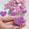 Chunky glitter heart patches 3x2.7 cm 10 pcs - Luxy Kraft