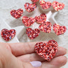 Chunky glitter heart patches 3x2.7 cm 10 pcs - Luxy Kraft