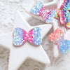 Chunky glitter rainbow bows patches 3.5x2.2 cm 10 pcs - Luxy Kraft