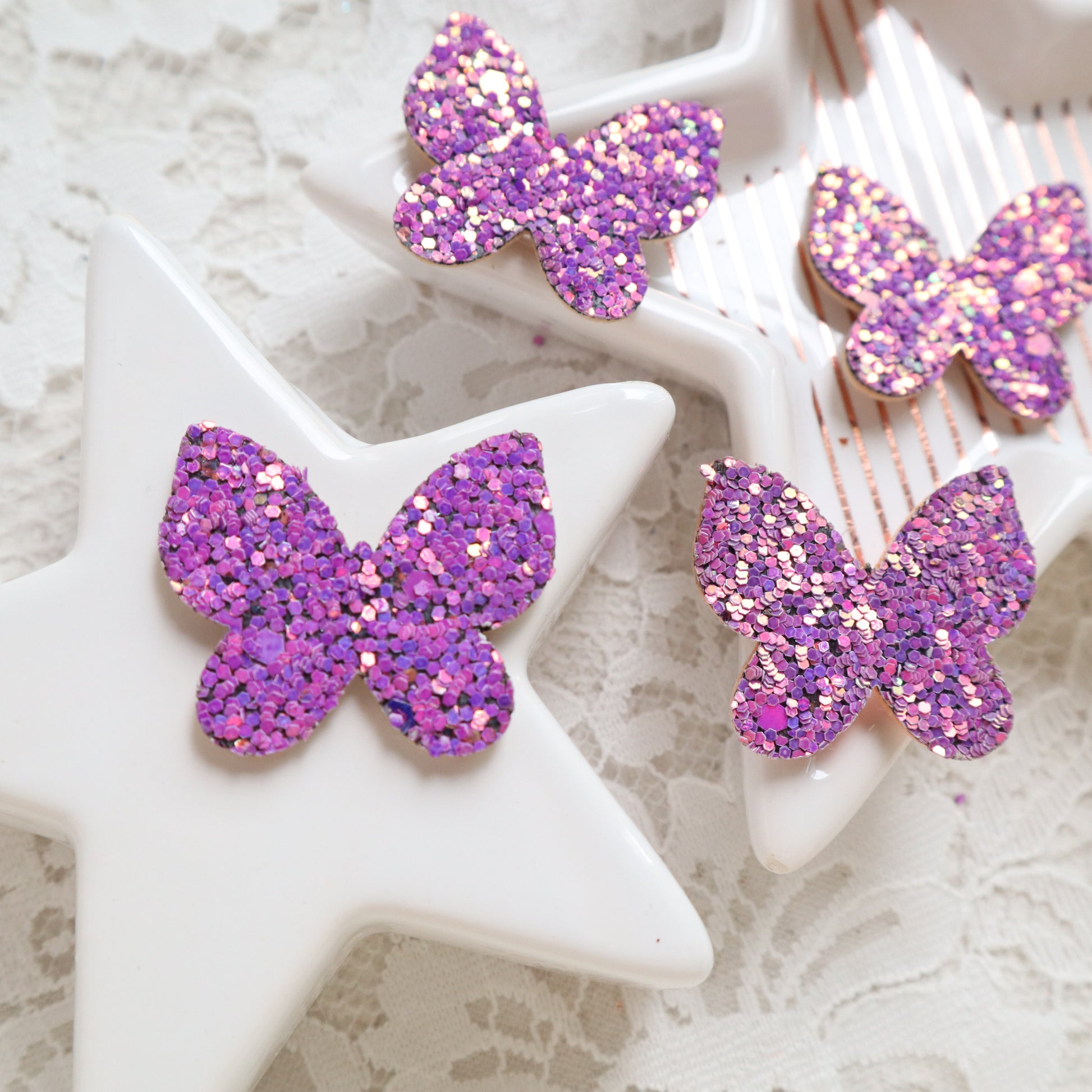 Chunky Glitter Butterfly patches 3.1x2.7 cm 10 pcs - Luxy Kraft