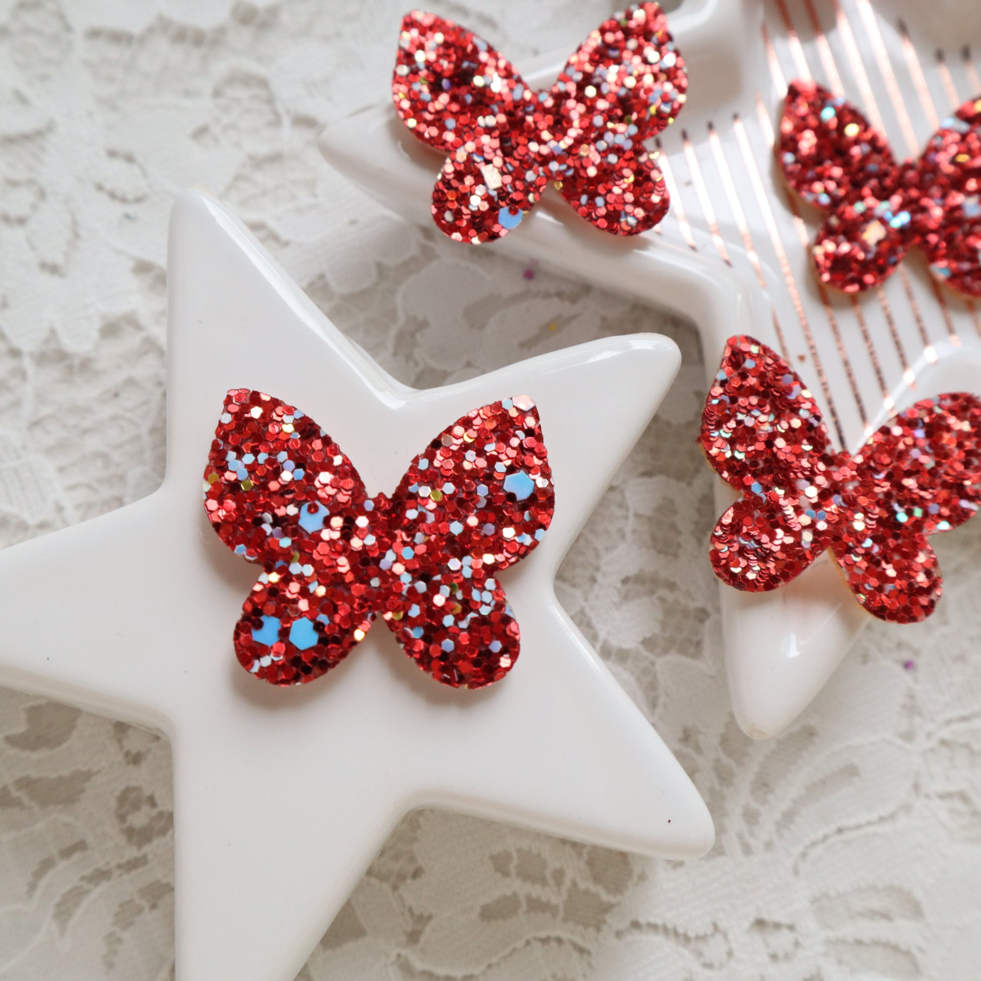 Chunky Glitter Butterfly patches 3.1x2.7 cm 10 pcs - Luxy Kraft