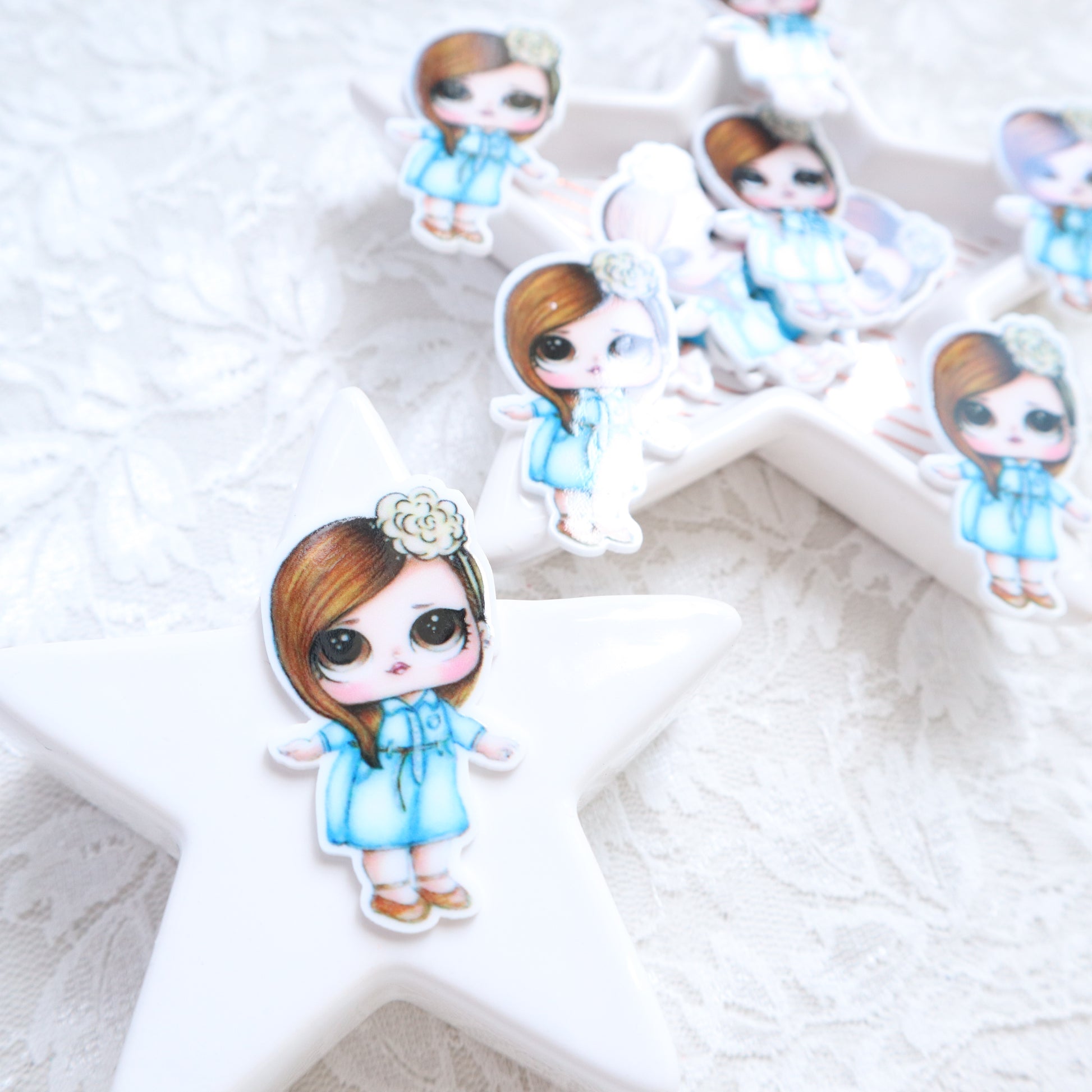 Girls Resin Acrylic Planar Caboshones 4 pcs - Luxy Kraft