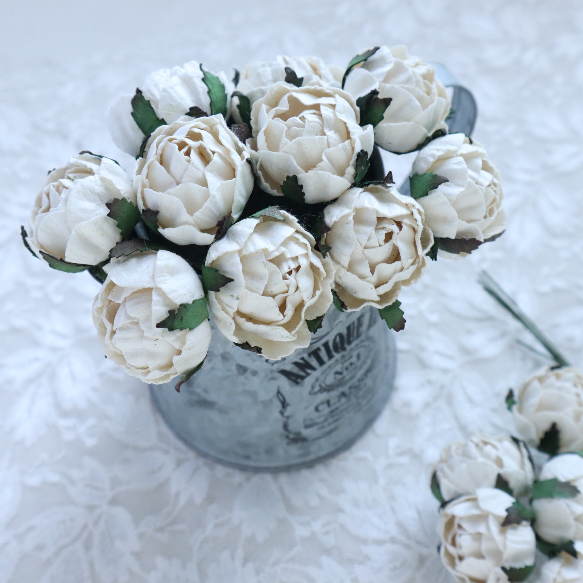 PEONY MULBERRY PAPER FLOWERS 3 CM 5 PCS - Luxy Kraft
