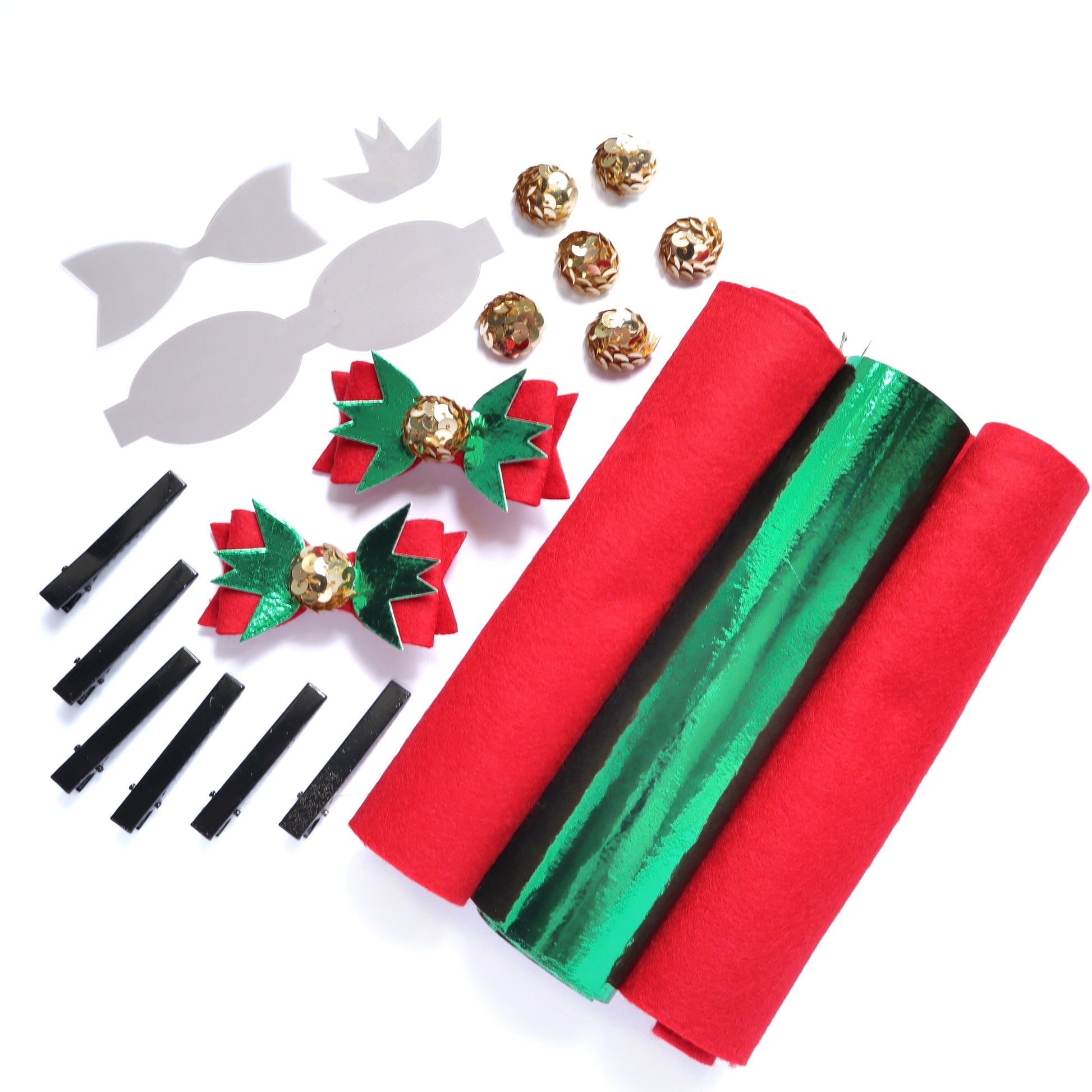DIY KIT K-10 FELT, BOW TEMPLATES, HAIR CLIPS FOR MAKING 6 PCS BOW - Luxy Kraft