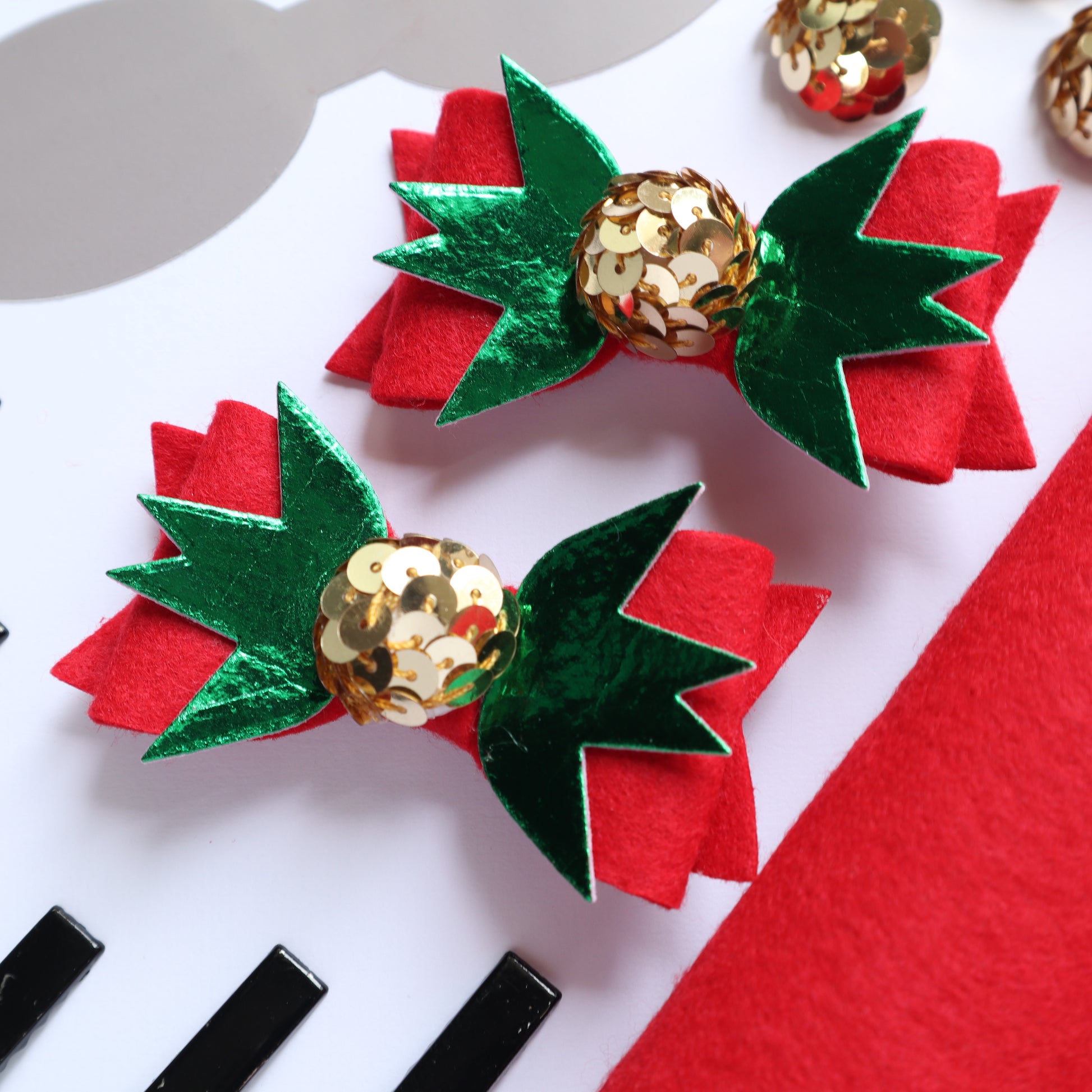 DIY KIT K-10 FELT, BOW TEMPLATES, HAIR CLIPS FOR MAKING 6 PCS BOW - Luxy Kraft