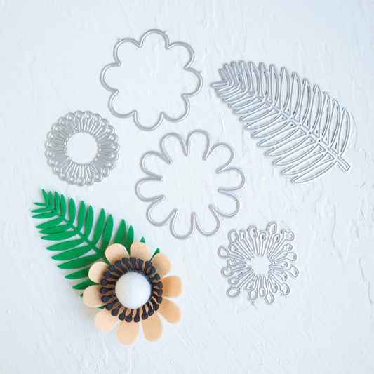 FLOWER STAMENS LEAVES CUTTING DIES 5 PCS SET - Luxy Kraft