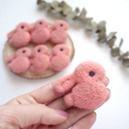 100% Wool needle felt Bunny Rabbit forest animal 4.5 cm 1 pcs - Luxy Kraft