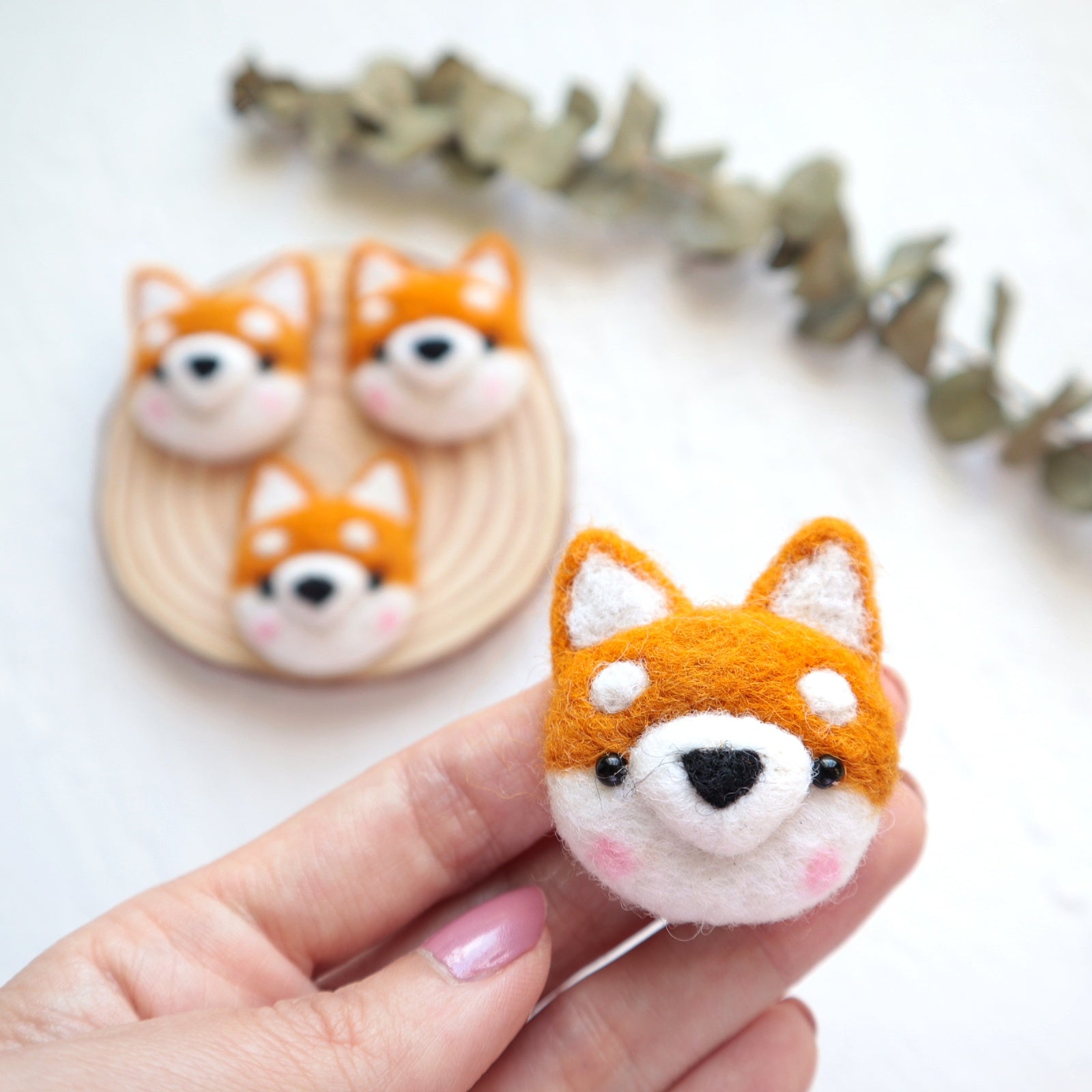 100% Wool needle felt Fox 4.5 cm 1 pcs - Luxy Kraft