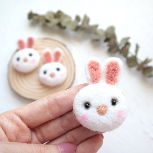 100% Wool needle felt Bunny Rabbit forest animal 4.5 cm 1 pcs - Luxy Kraft