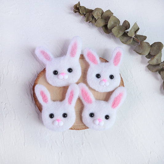 100% Wool needle felt Bunny Rabbit forest animal 4.5 cm - Luxy Kraft