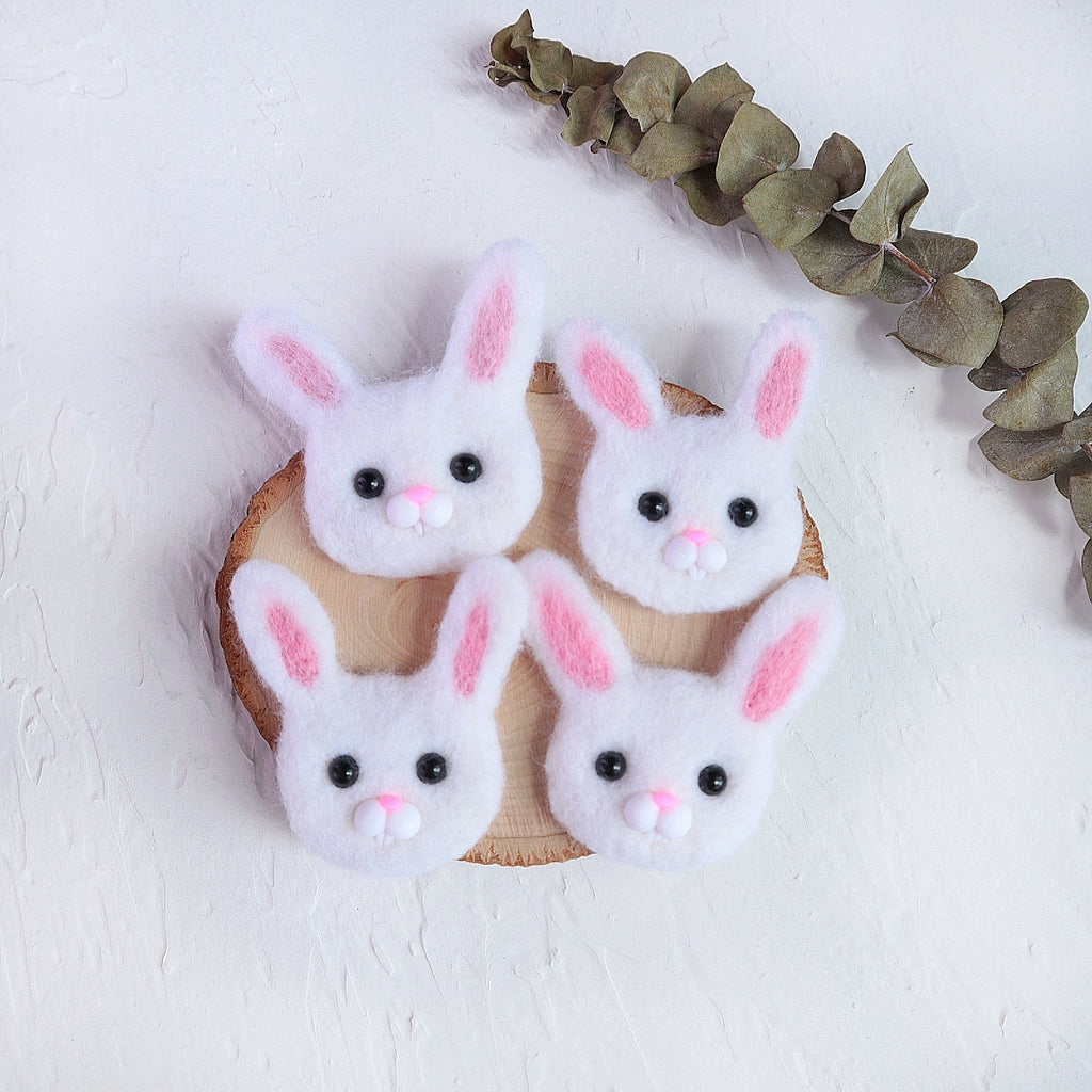 100% Wool needle felt Bunny Rabbit forest animal 4.5 cm - Luxy Kraft