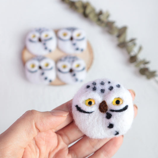 100% Wool needle felt Owl forest animals 5 cm - Luxy Kraft